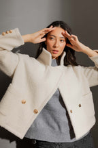 Ivory Lurex Crop Astra Coat