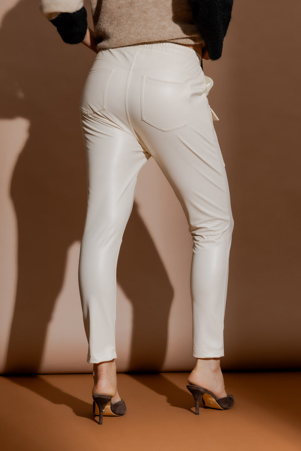 Ivory Croc Coated Jogger Pant