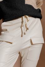 Ivory Croc Coated Jogger Pant