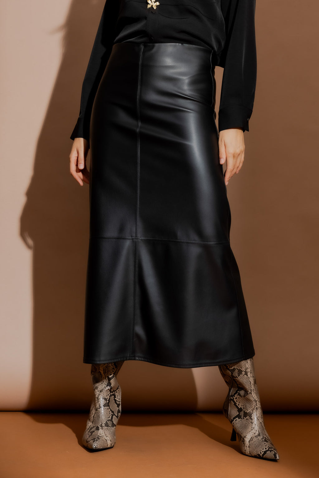Black Faux Leather Skirt