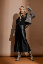 Black Faux Leather Skirt