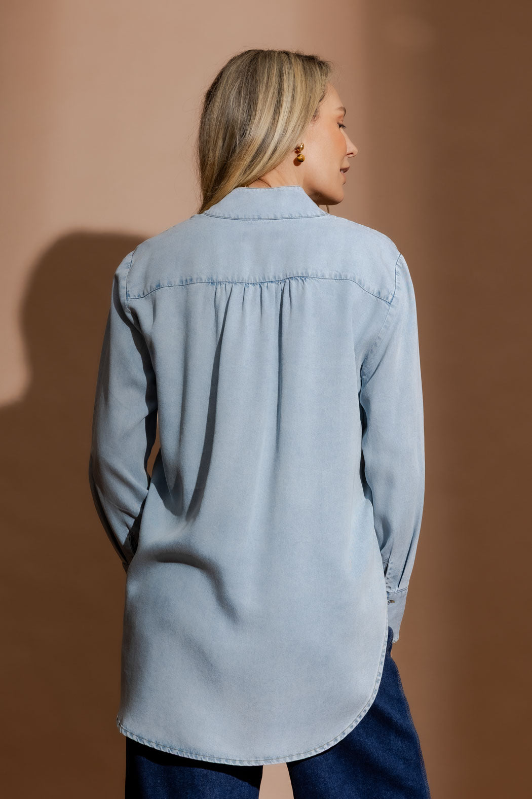 Washed Blue Tencel Blogger Shirt Washed Blue