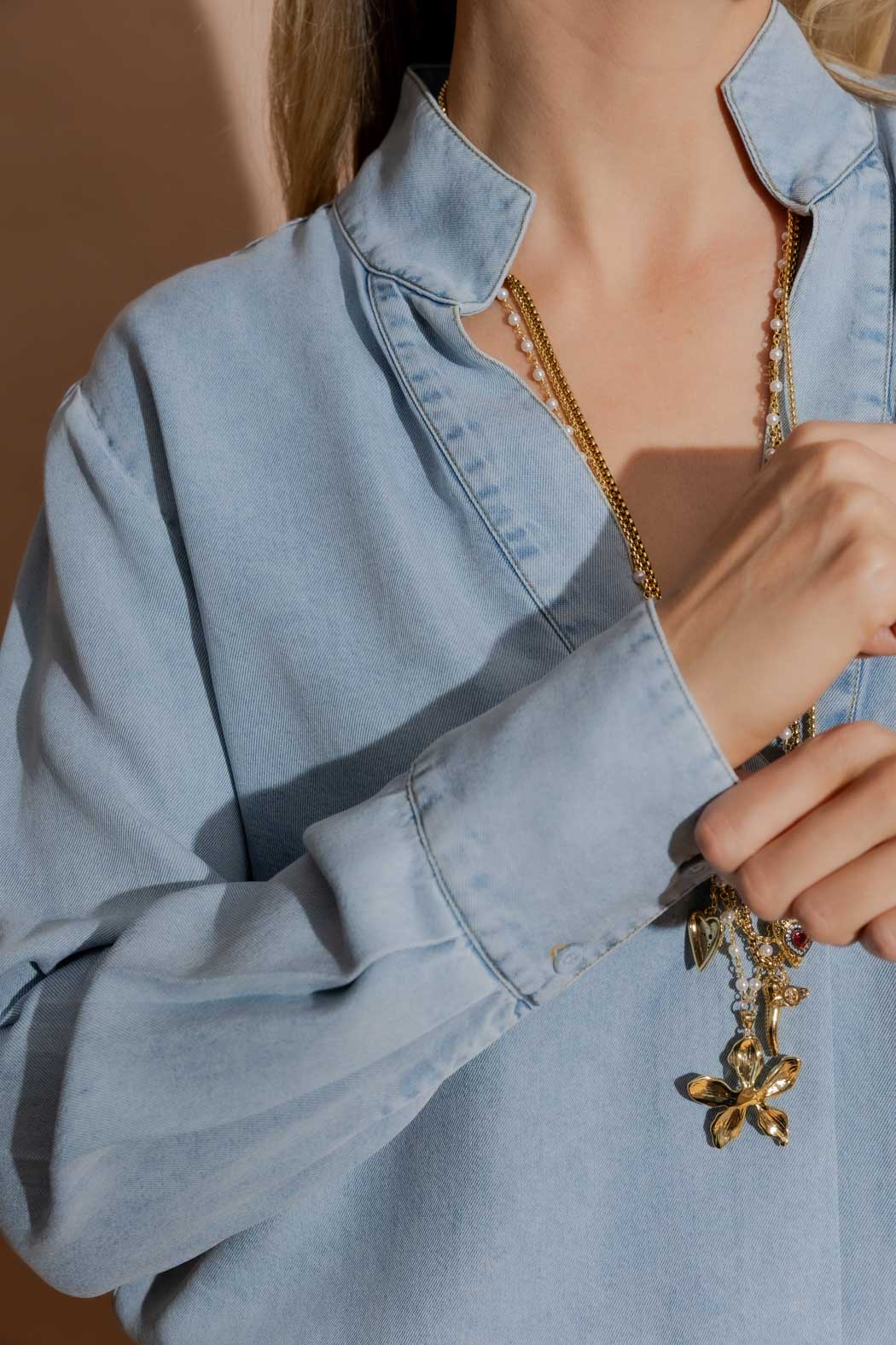 Washed Blue Tencel Blogger Shirt Washed Blue