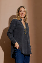 Washed Black Tencel Blogger Shirt Washed Black