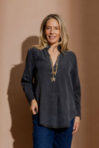 Washed Black Tencel Blogger Shirt Washed Black