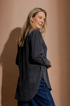 Washed Black Tencel Blogger Shirt Washed Black