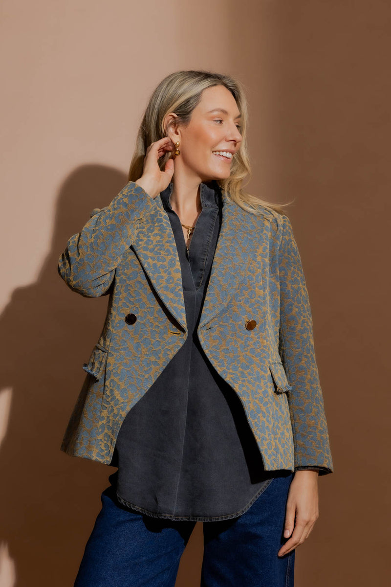 Gold Animal Denim Sisca Blazer Gold Animal