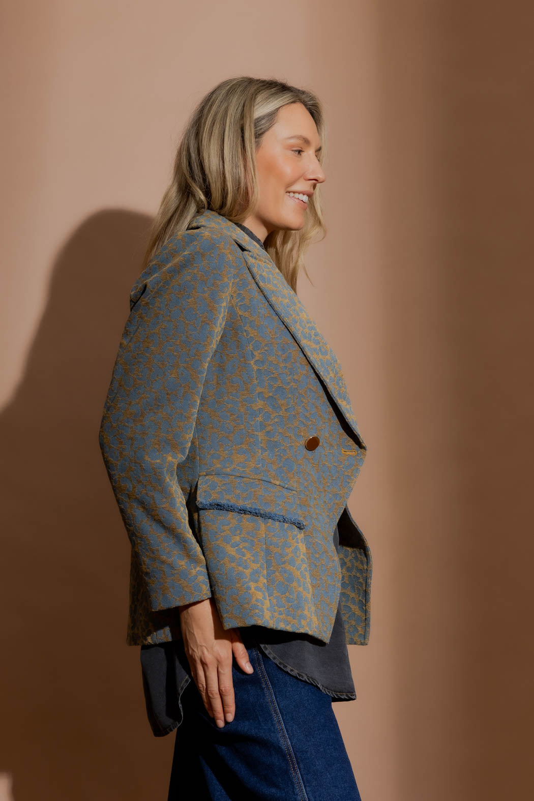 Gold Animal Denim Sisca Blazer Gold Animal