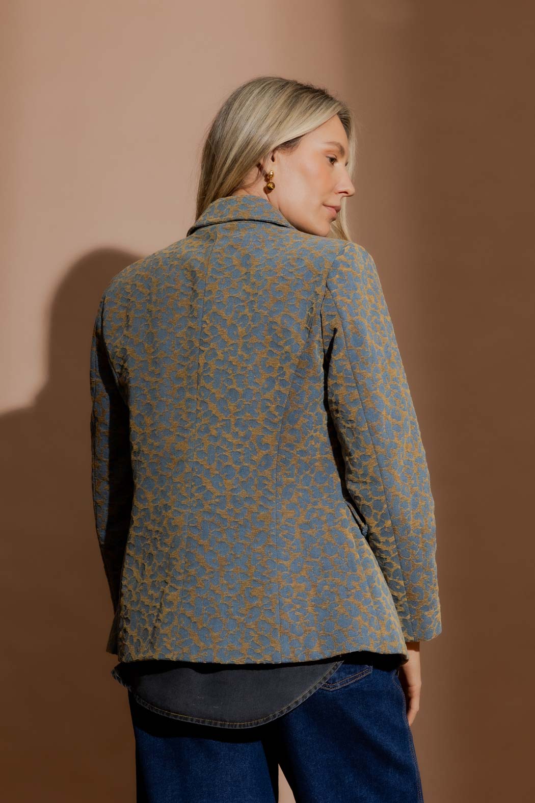 Gold Animal Denim Sisca Blazer Gold Animal