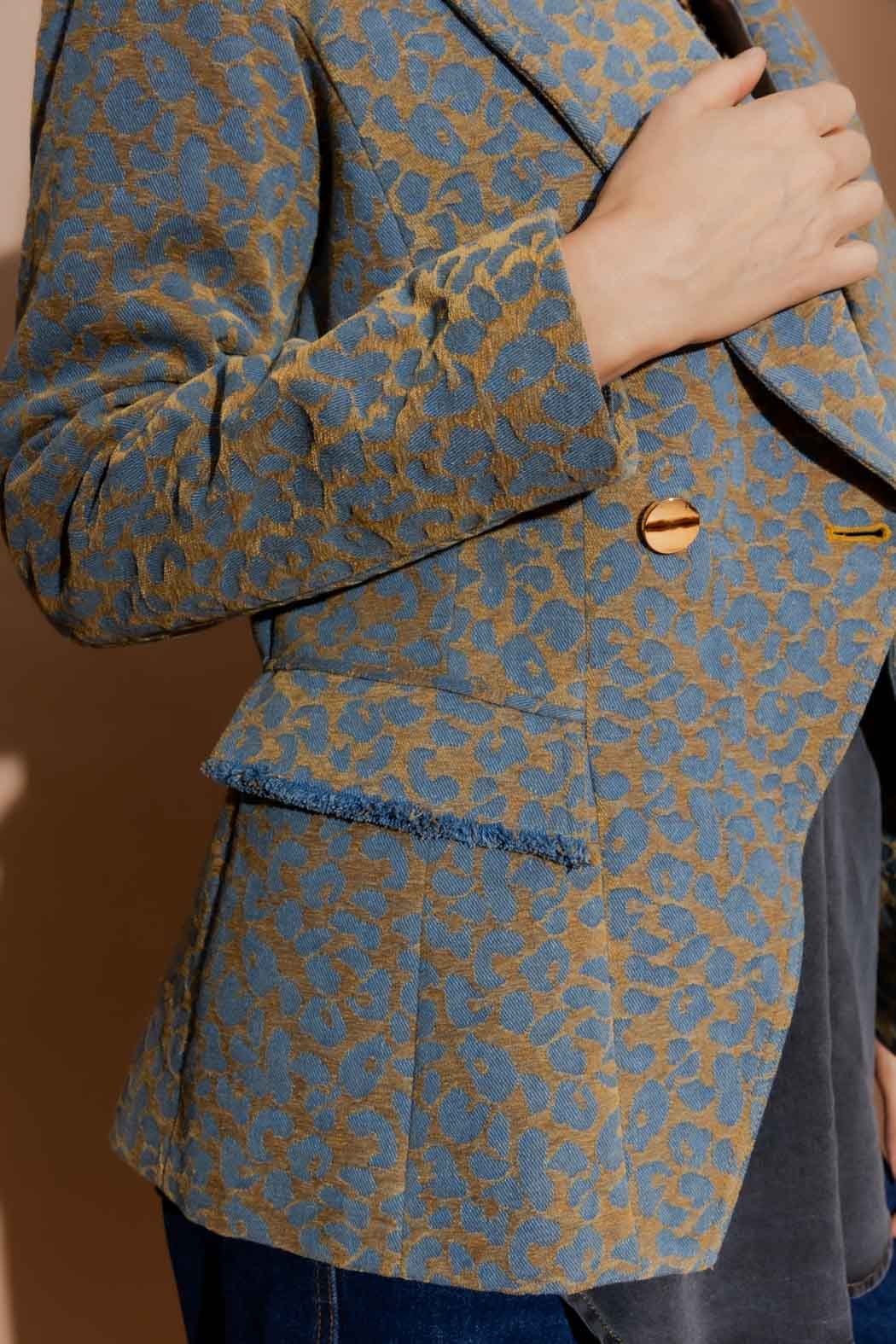 Gold Animal Denim Sisca Blazer Gold Animal