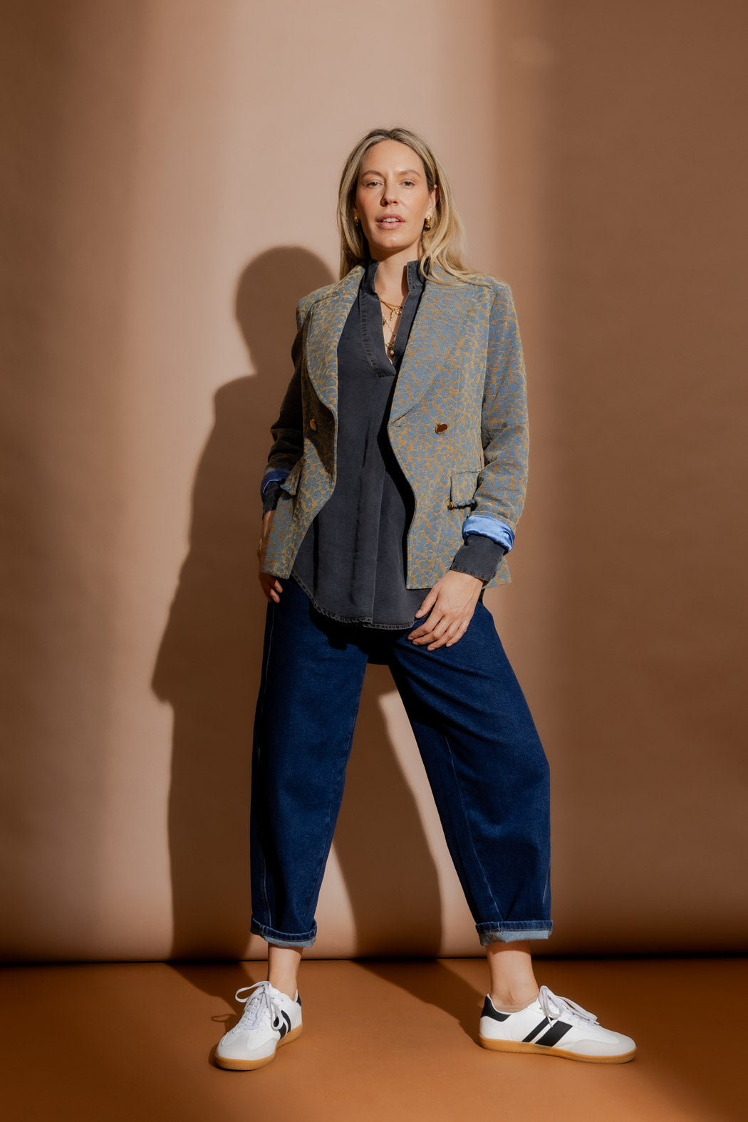 Gold Animal Denim Sisca Blazer Gold Animal