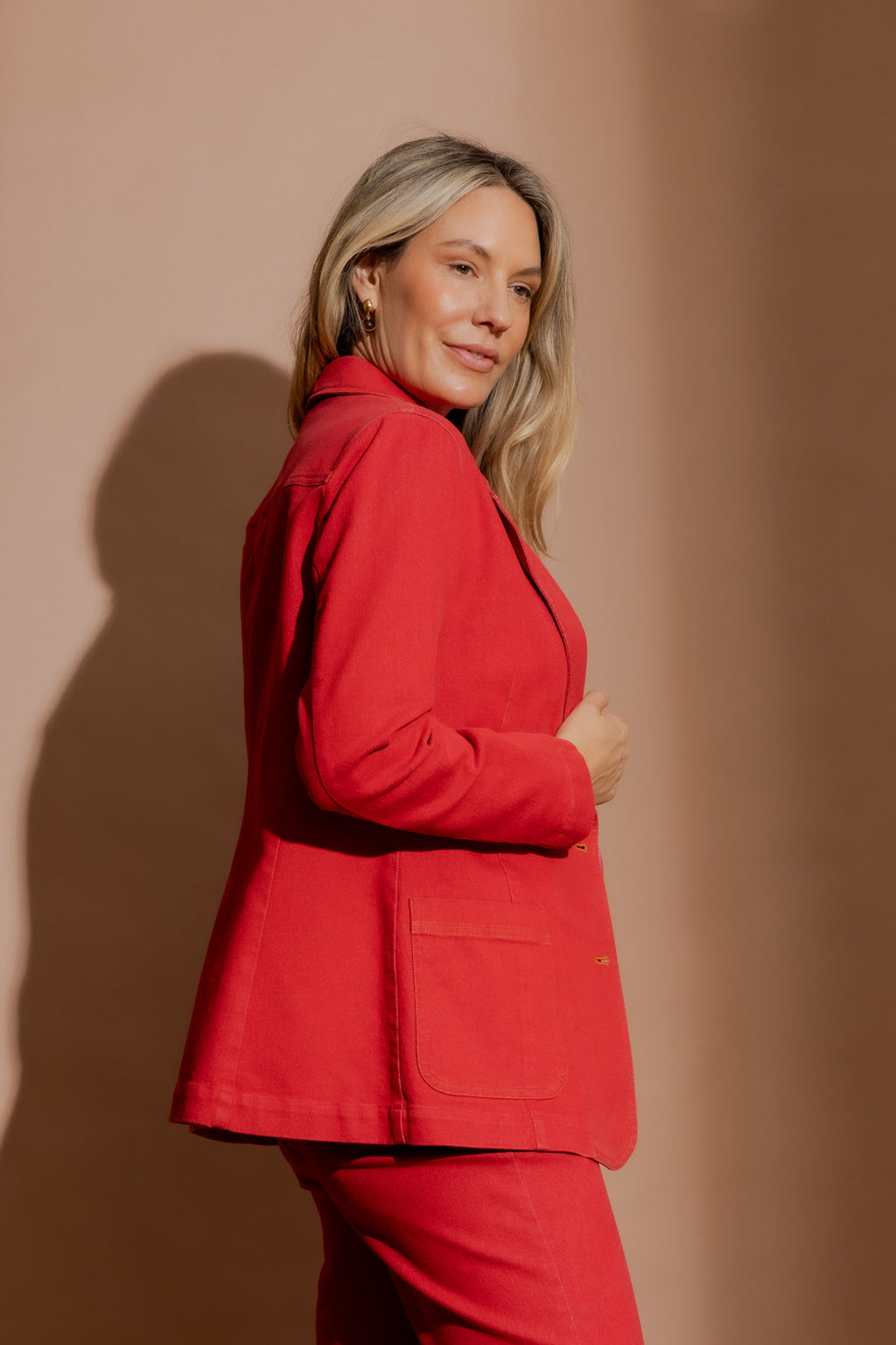 Red Denim Blazer