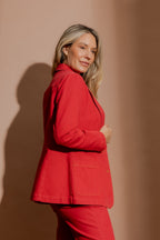 Red Denim Blazer