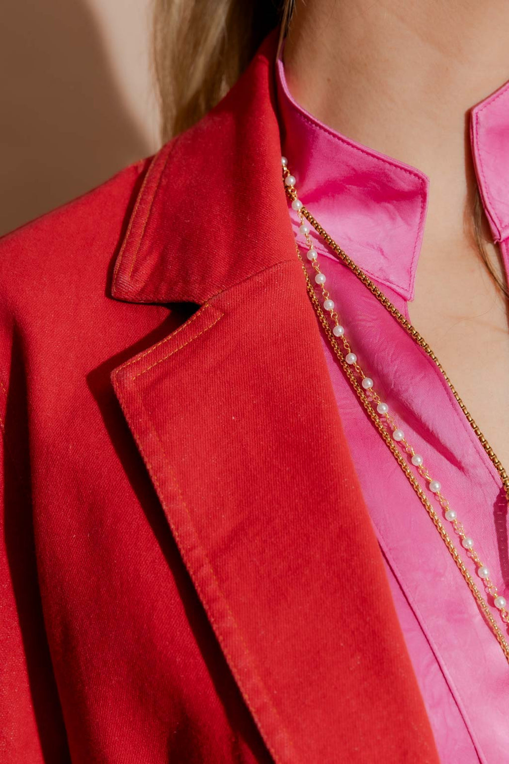 Red Denim Blazer