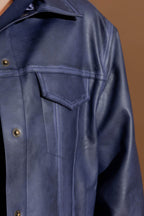 Navy Faux Leather Vintage Jacket