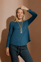 Teal Tencel Bell Top