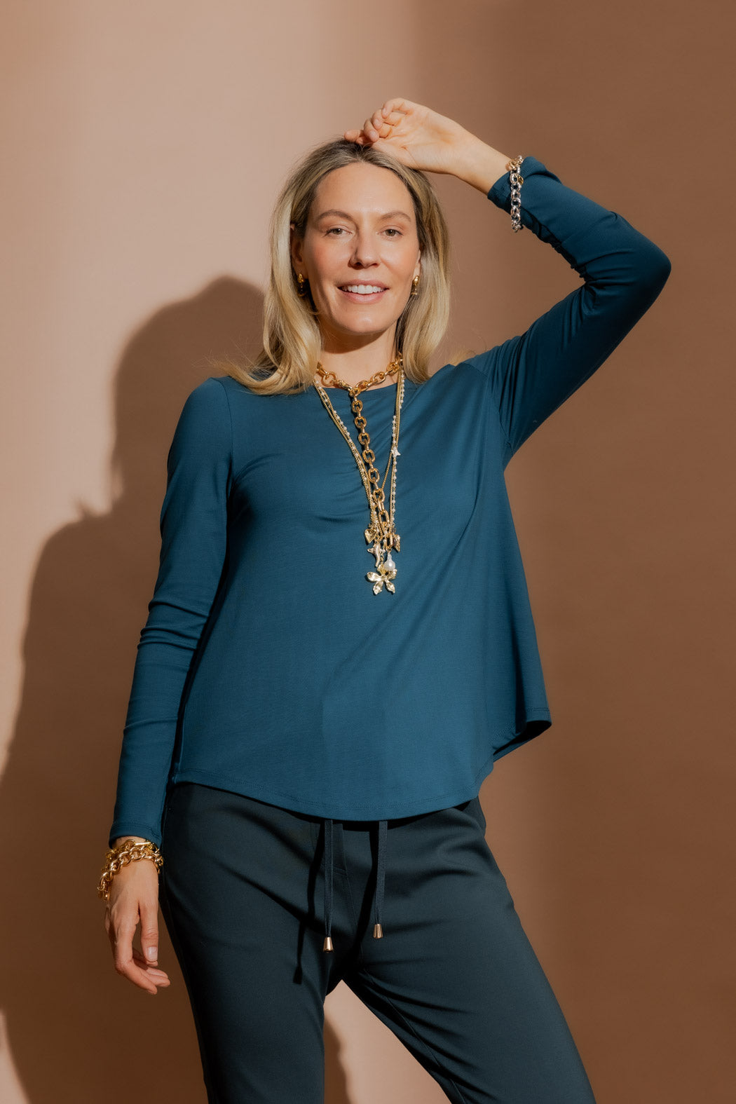 Teal Tencel Bell Top