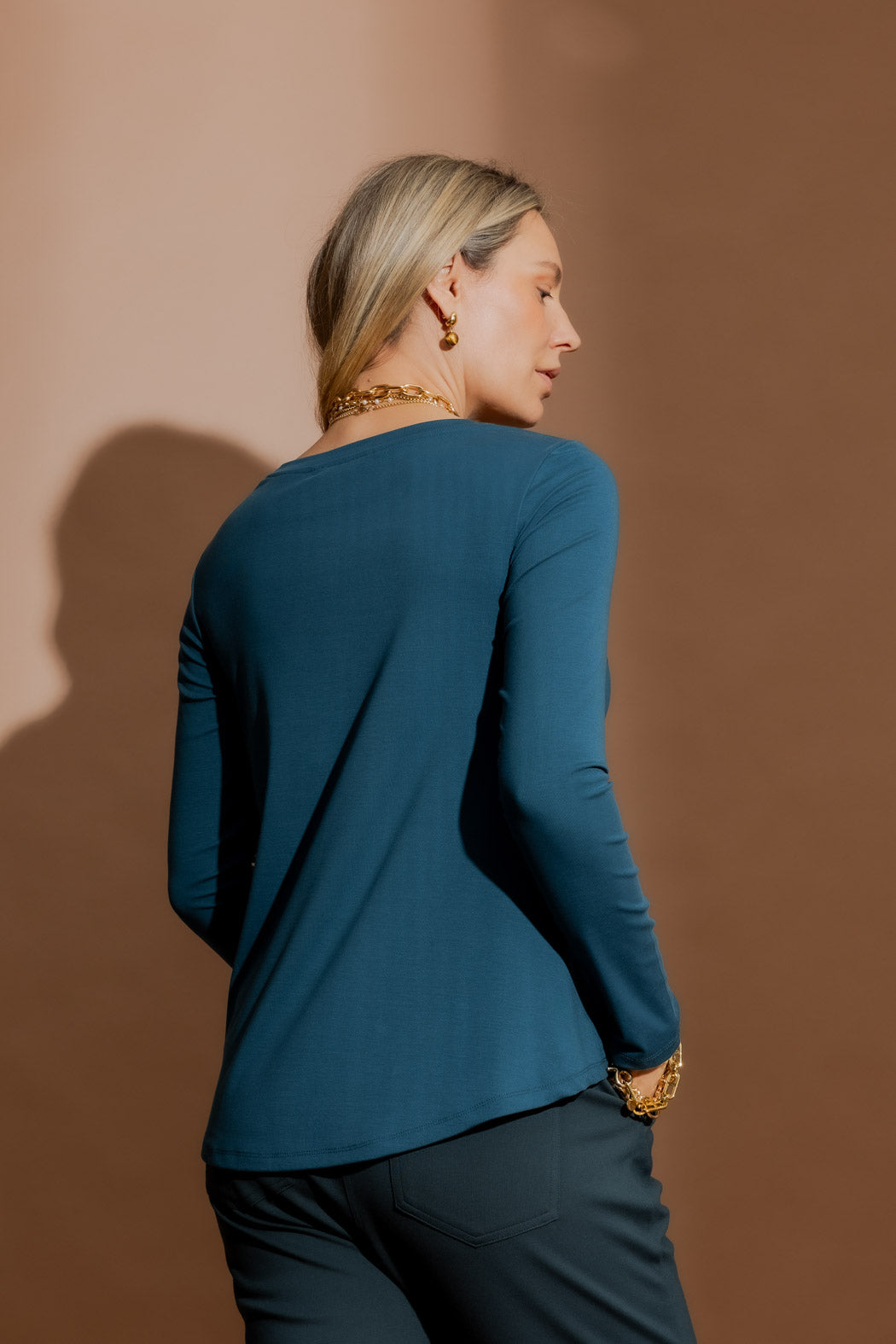 Teal Tencel Bell Top