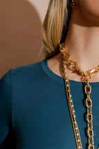 Teal Tencel Bell Top