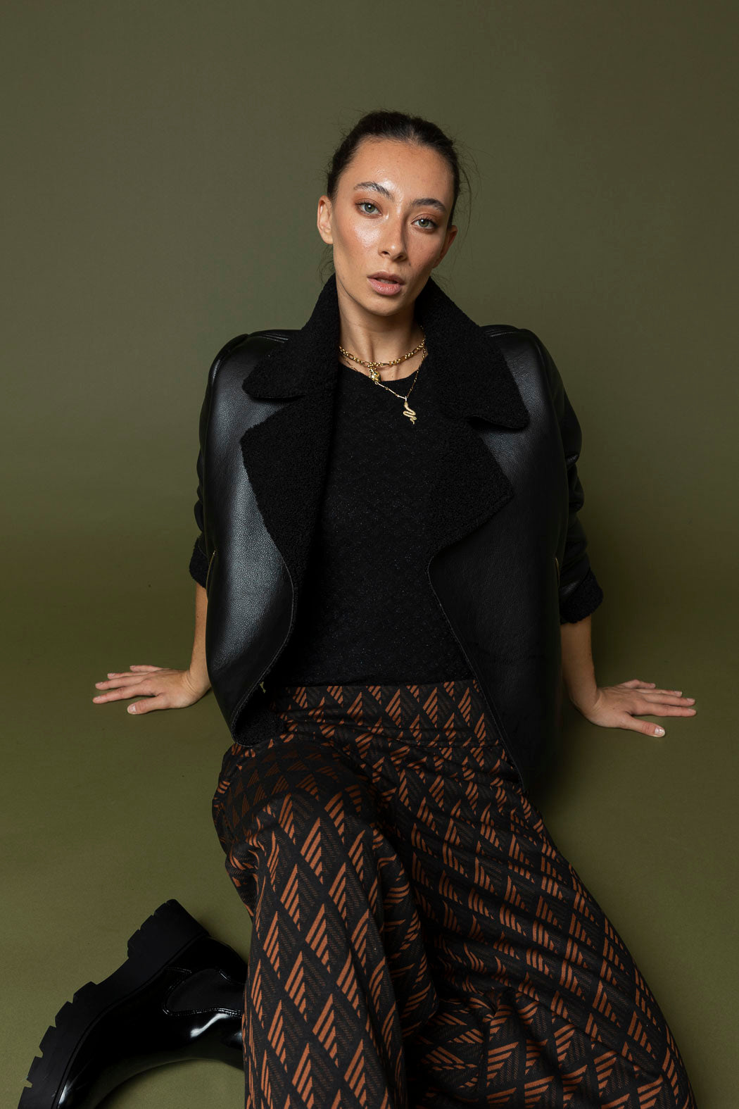 Black Vegan Shearling Jacket - Sale