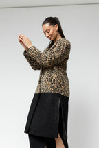 Tan Black Combo Zip Coat- Sale