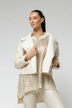 Ivory Vegan Shearling Jacket - Sale