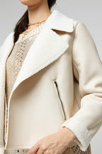 Ivory Vegan Shearling Jacket - Sale