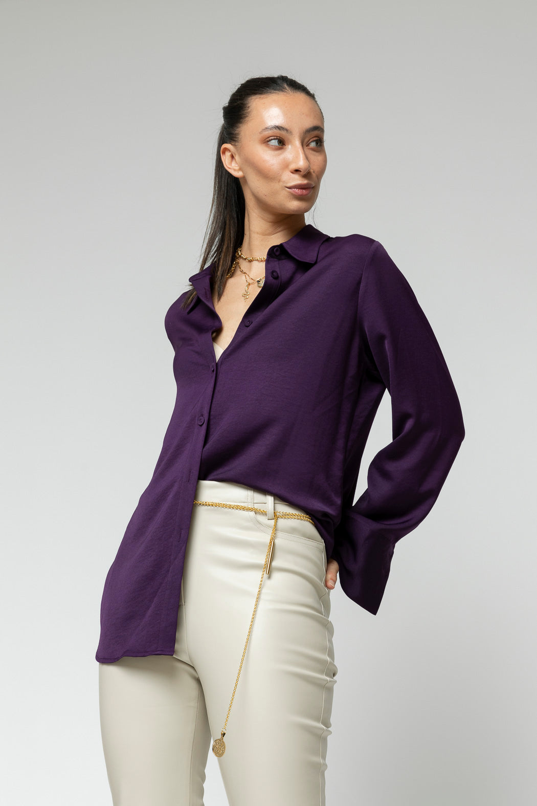 Plum Asana Silky Blouse - Final Sale