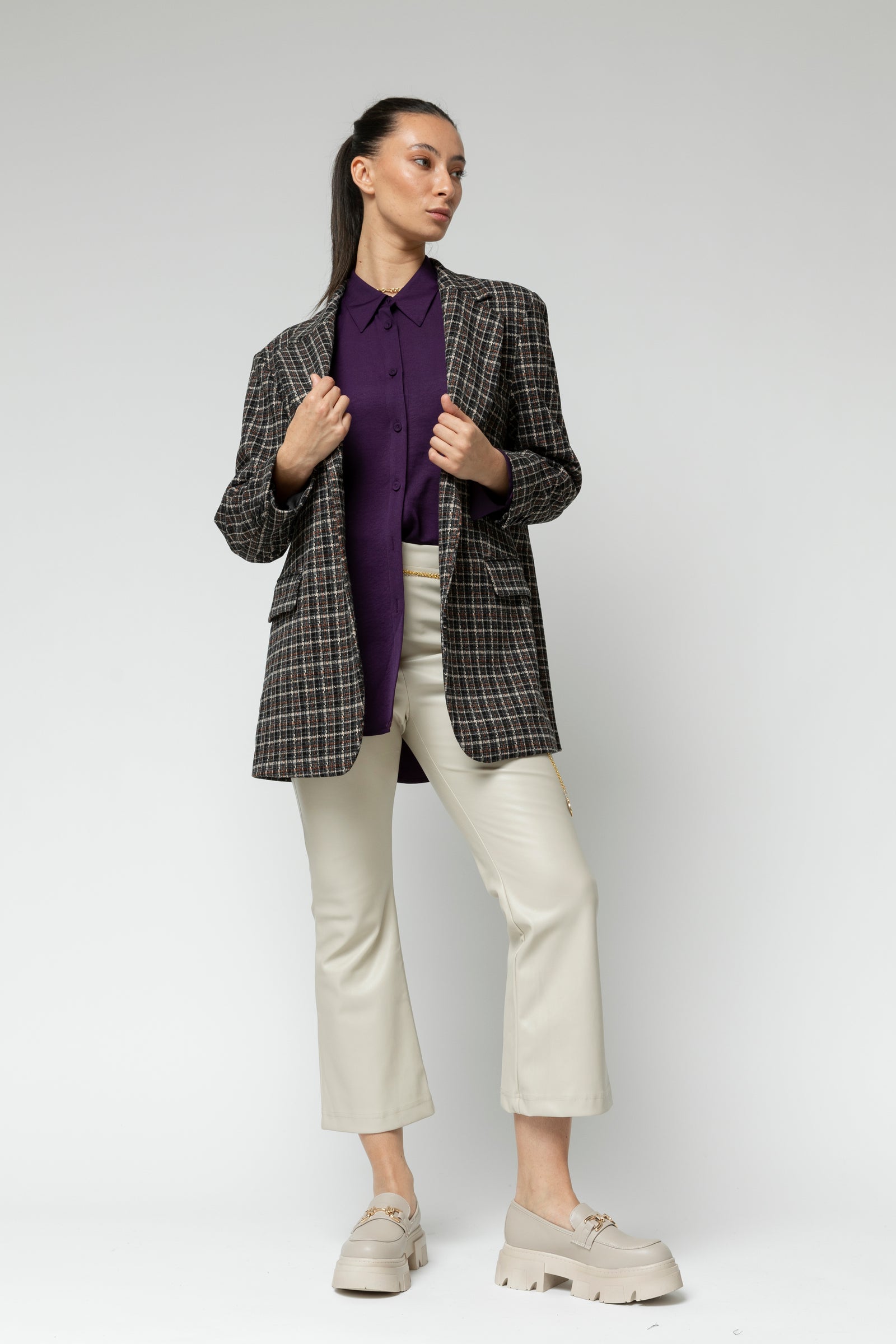 Black Check Oversized Blazer