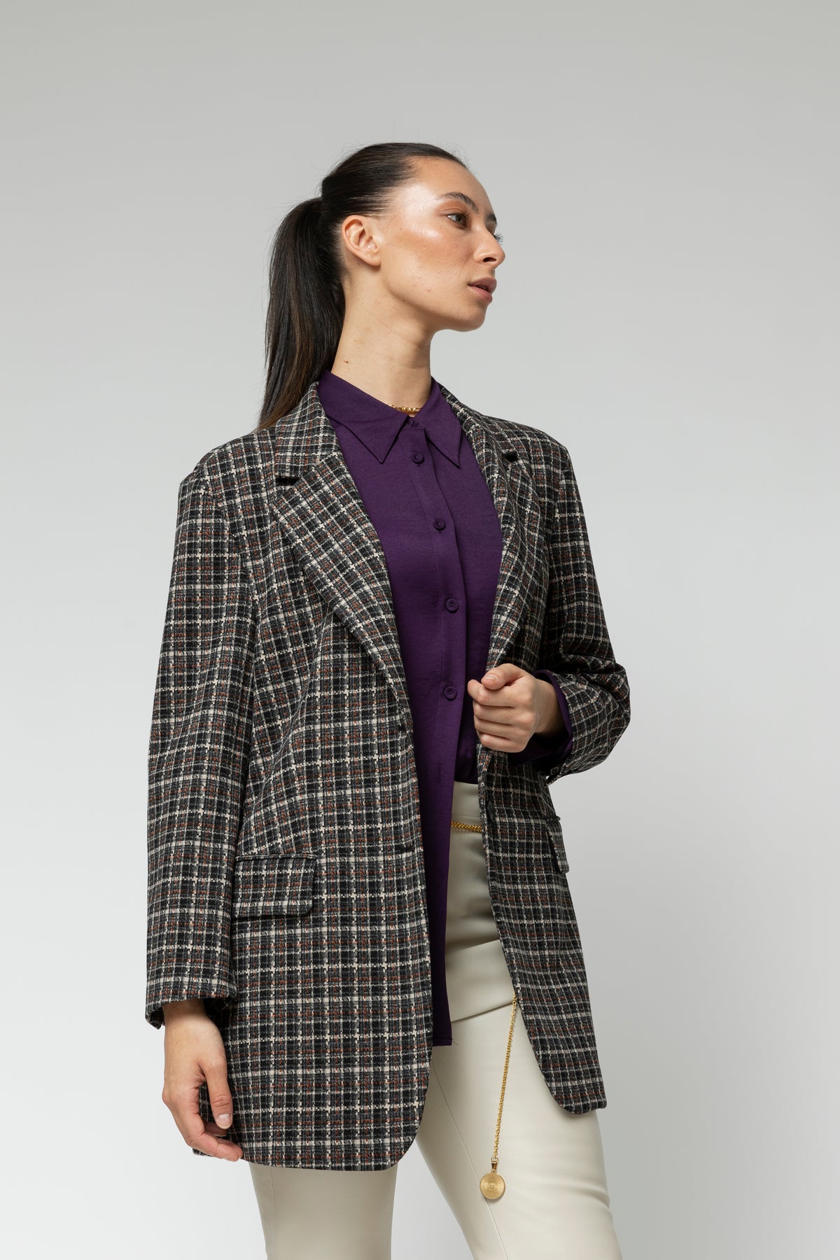 Black Check Oversized Blazer