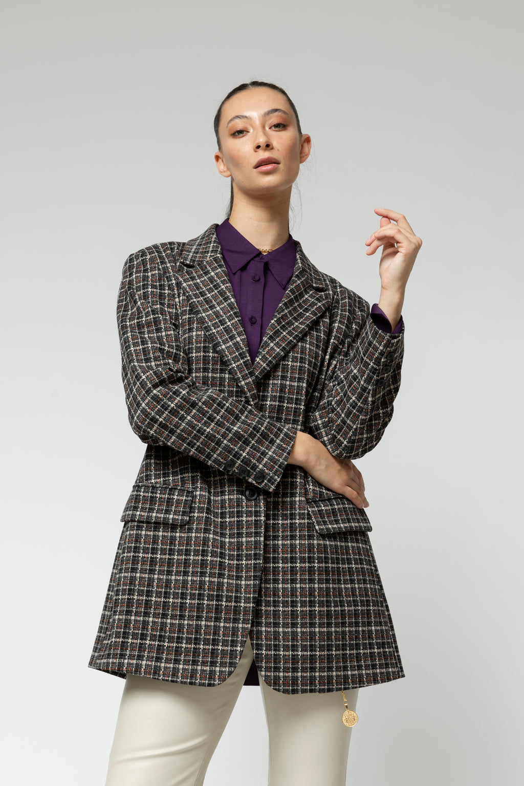 Black Check Oversized Blazer