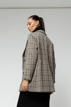 Beige Check Oversized Blazer