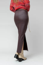 Plum Waxed Split Skirt