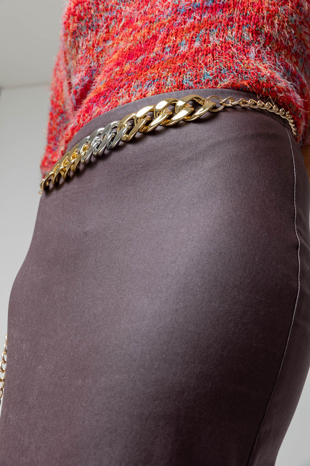 Plum Waxed Split Skirt