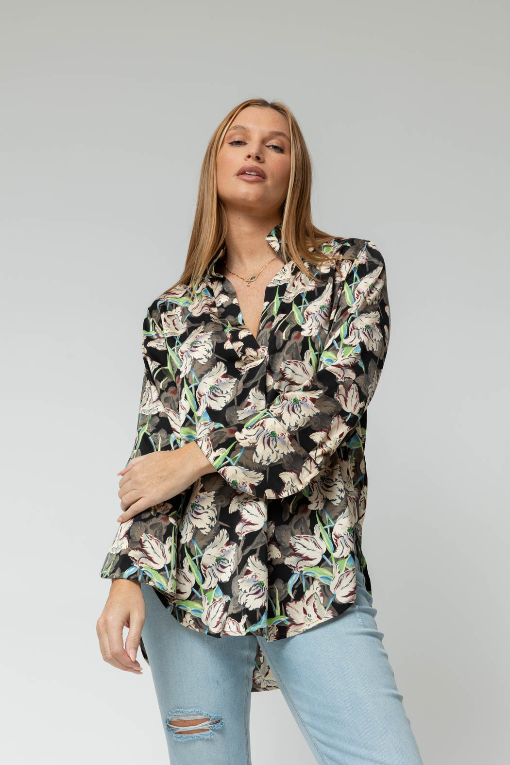 Black Floral Blogger Shirt