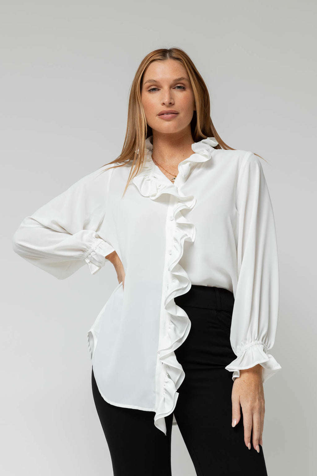 Ivory Double Frill Blouse