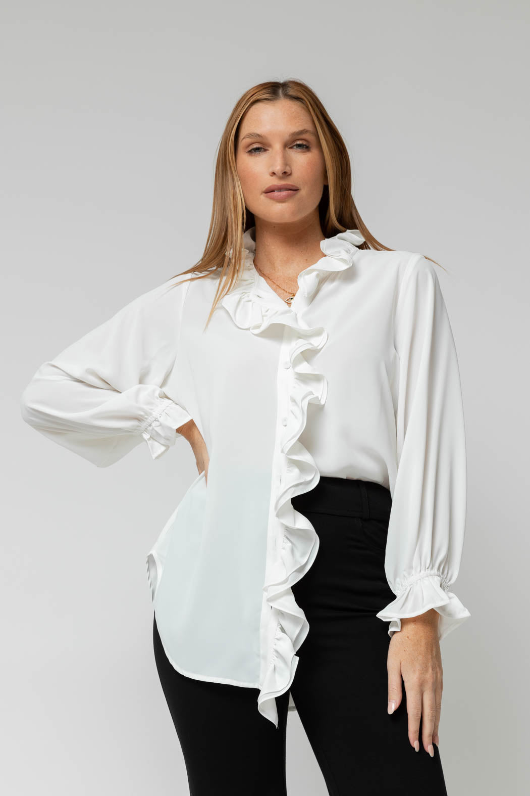 Ivory Double Frill Blouse