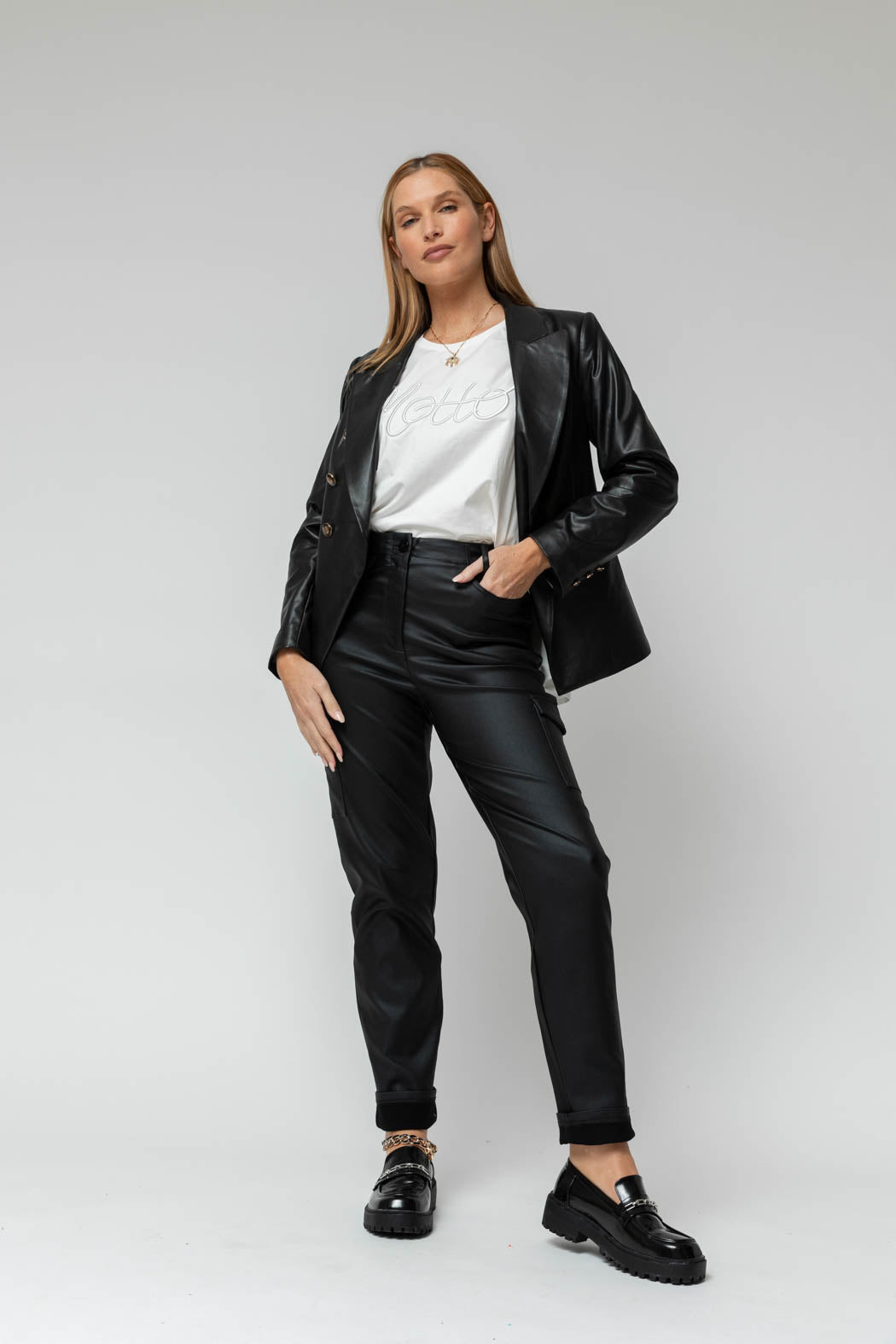 Black Waxed Cargo Pant