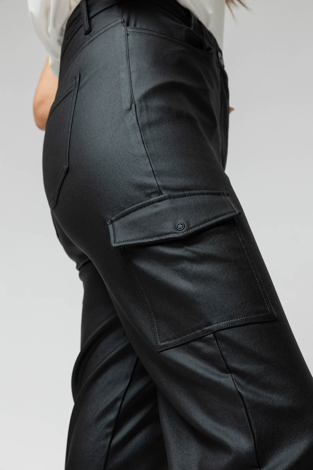 Black Waxed Cargo Pant