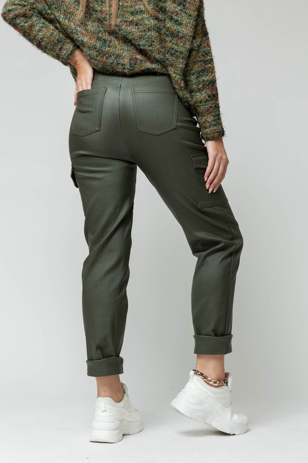 Khaki Waxed Cargo Pants- Sale