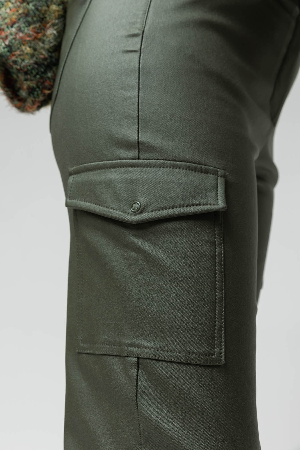 Khaki Waxed Cargo Pants- Sale