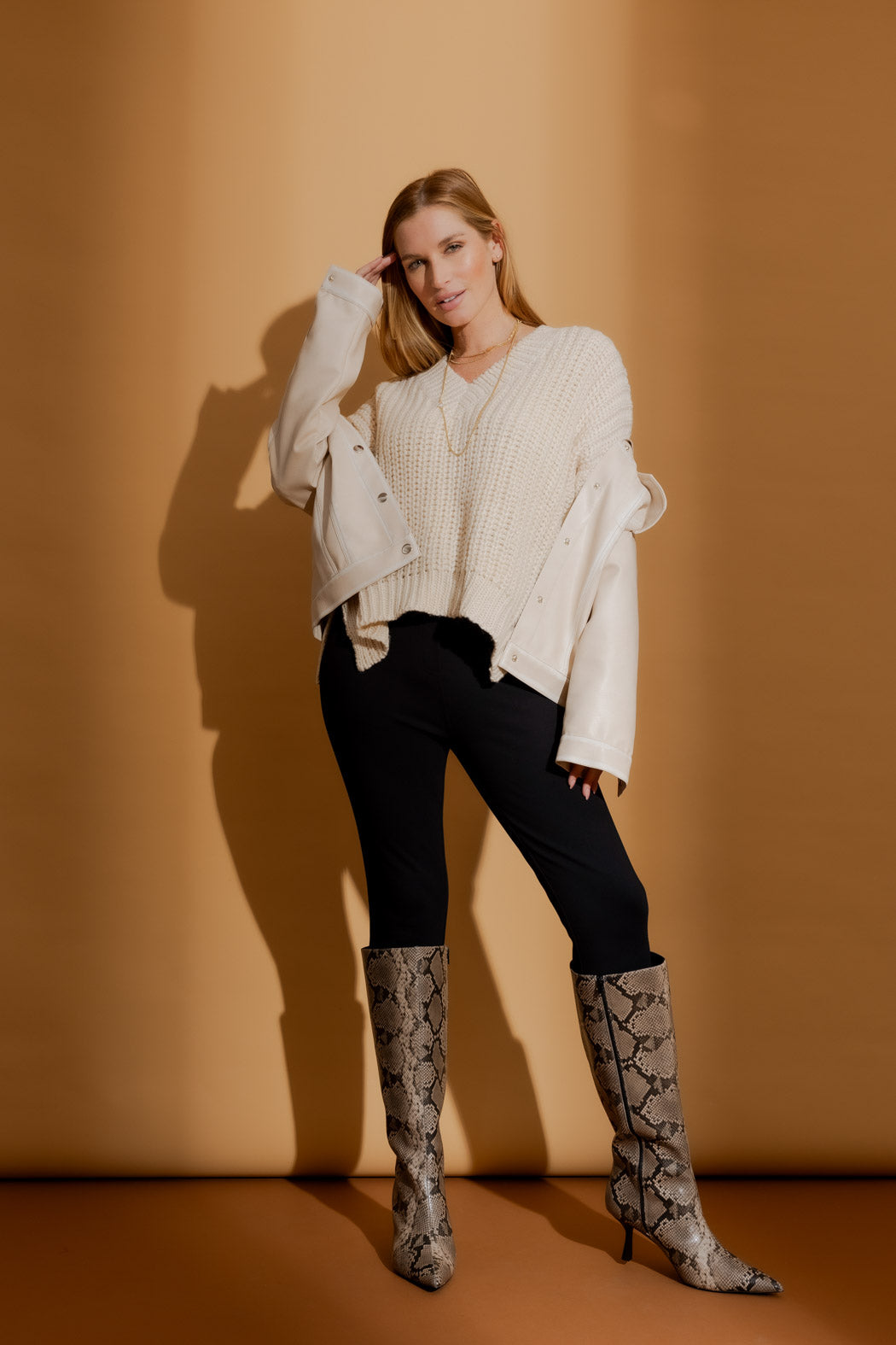 Oatmeal Faux Leather Vintage Jacket