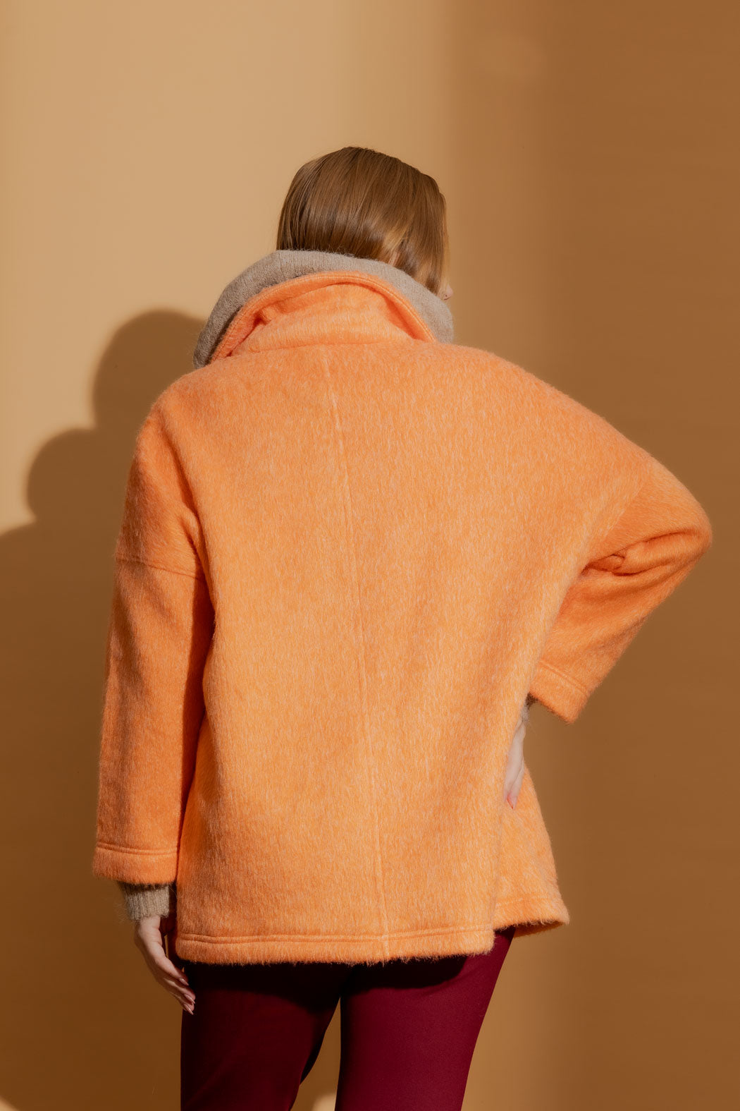 Orange Cocoon Pea Coat