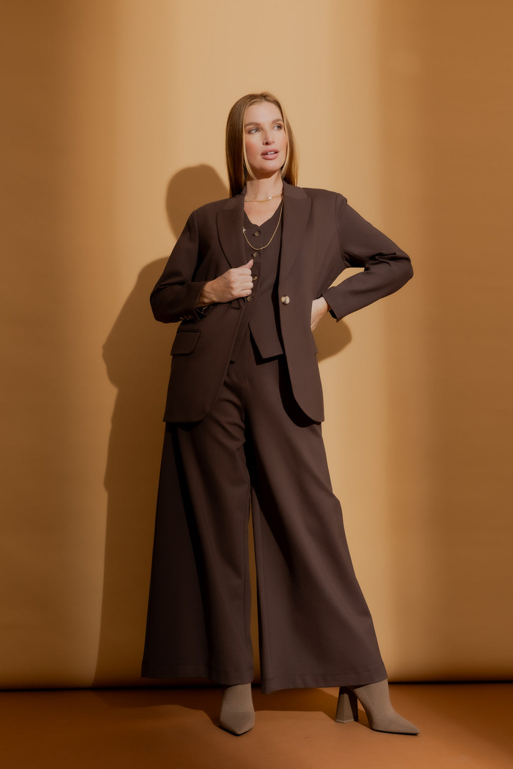 Mocha Ponte Boyfriend Blazer