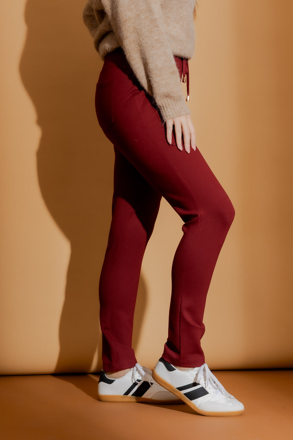 Burgundy Premium Ponte Cargo Jogger Pant