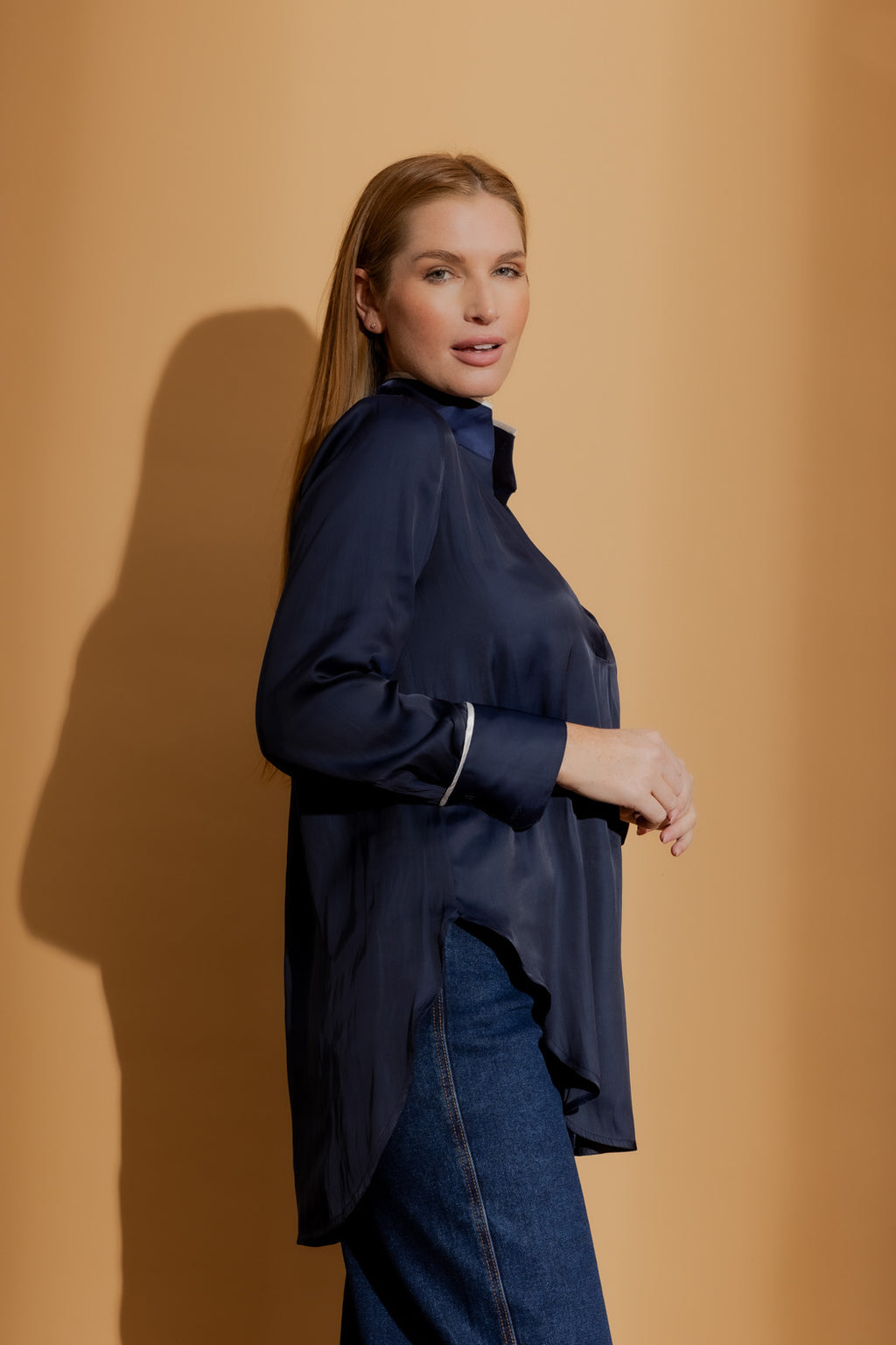 Navy Trimmed Blogger Shirt