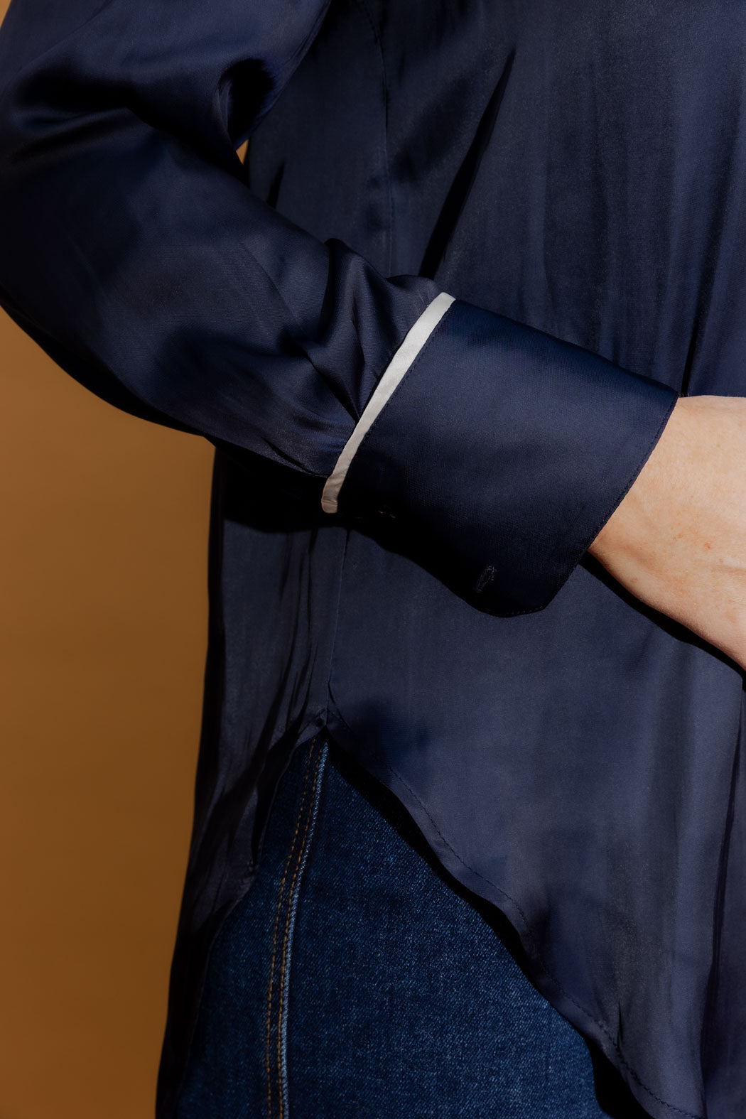 Navy Trimmed Blogger Shirt