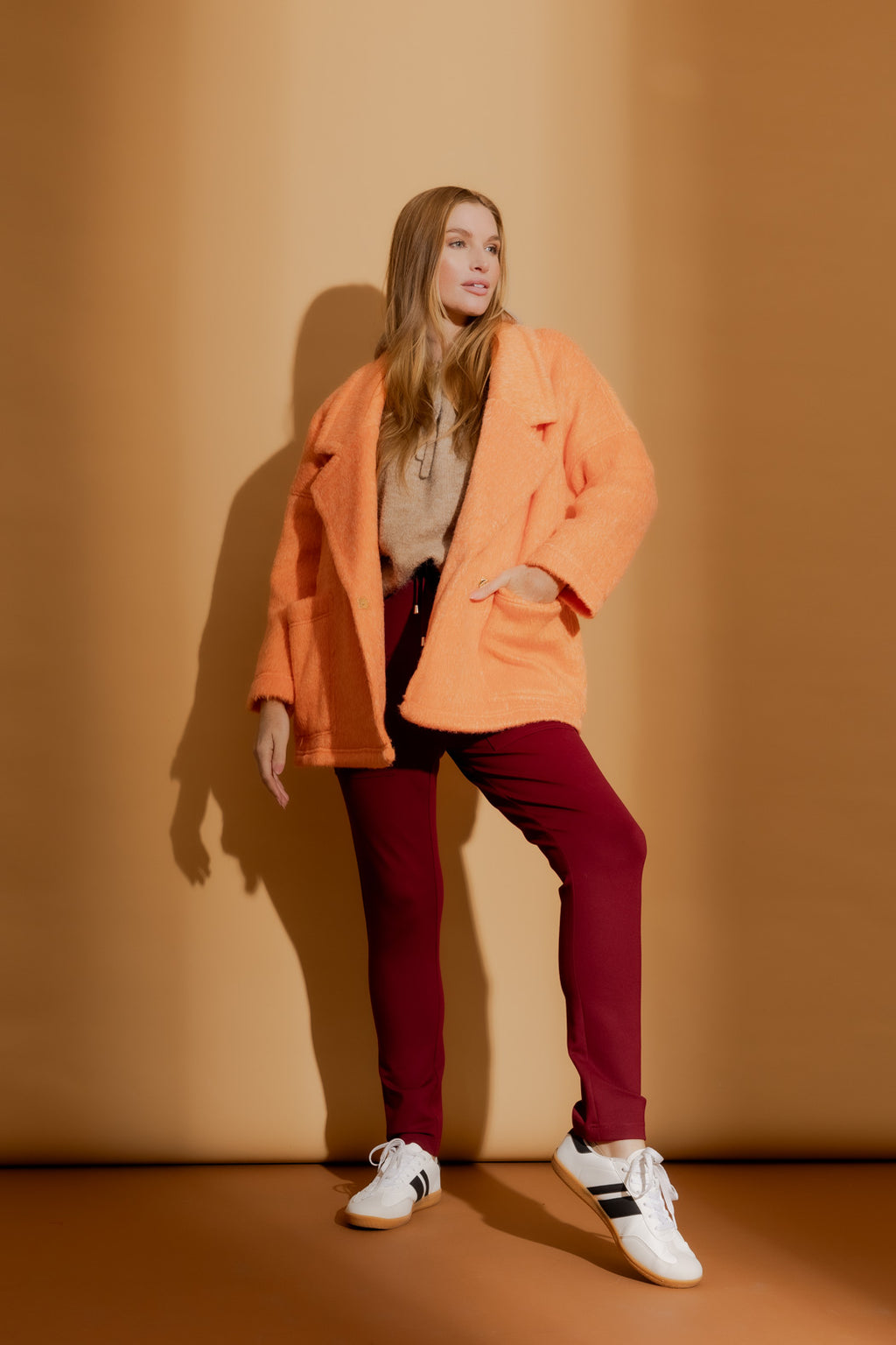 Orange Cocoon Pea Coat