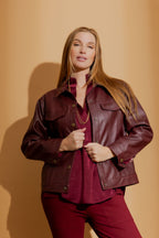 Burgundy Faux Leather Vintage Jacket
