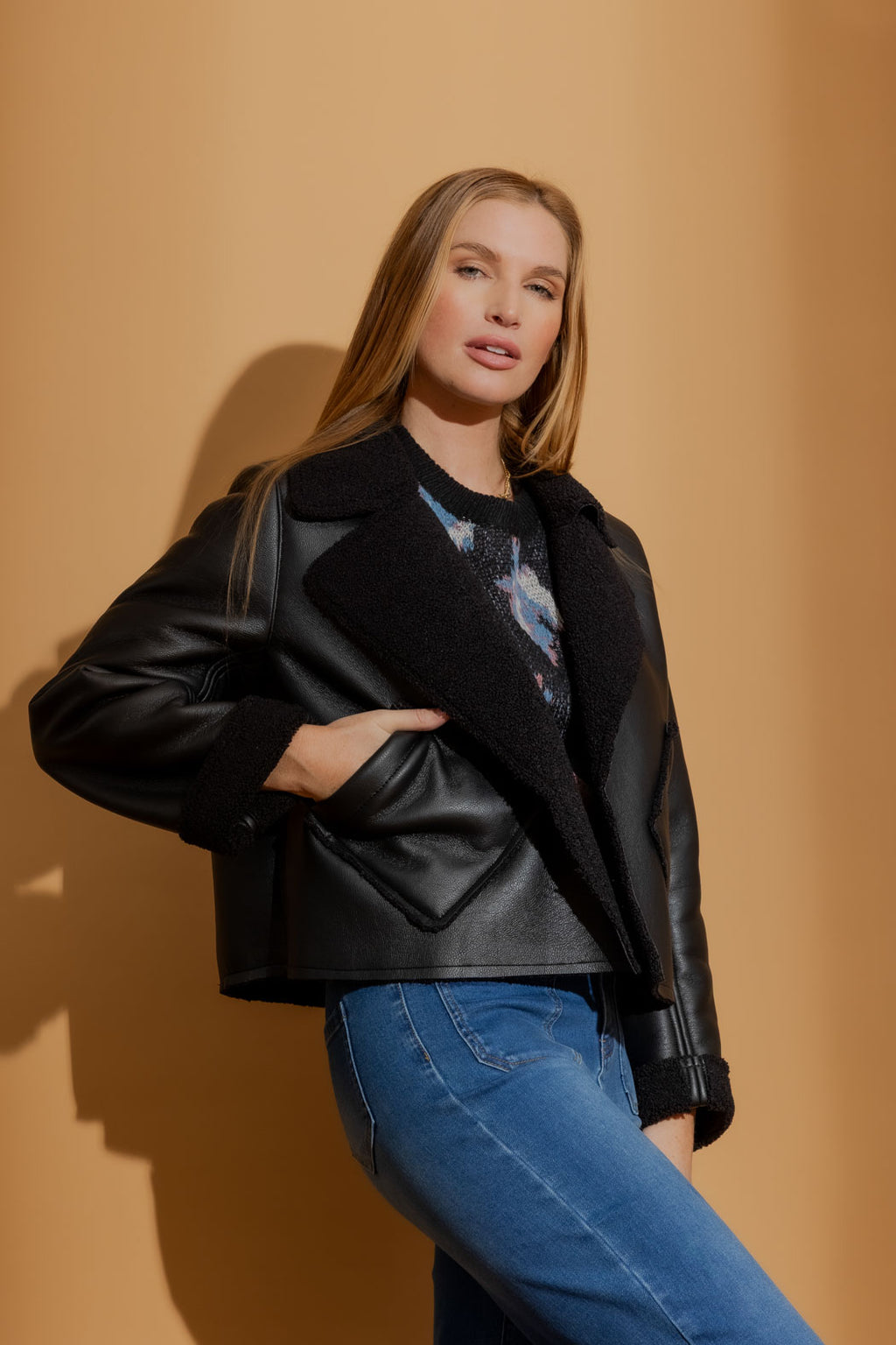 Black Shearling Reversible Jacket